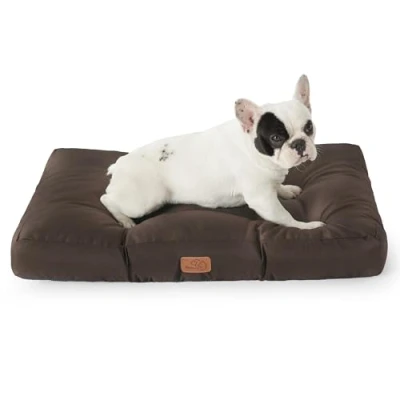 Afbeelding van Bedsure Waterdicht hondenbed, medium, wasbaar hondenbedmatras met Oxford stof voor grote honden, waterbestendig, plat hondenkussen kleine hondenkrat, bruin, 76 x 50 10 cm