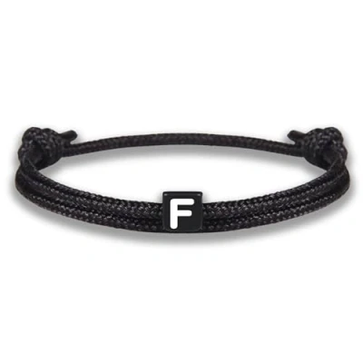 Afbeelding van Touw armband met letters Verstelbare zwarte vriendschapsarmband maat 14cm 24cm Initialen F