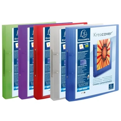Afbeelding van Exacompta Personaliseerbare ringmap Kreacover 2 ringen, 5 geassorteerde kleuren: turkoois, groen, roo... 15 stuks