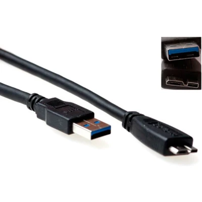 Afbeelding van USB A naar Micro kabel 2 meter 3.0 (100% koper, Zwart)