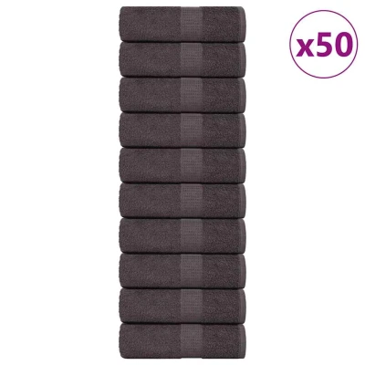 Afbeelding van vidaXL Gastendoekjes 50st 30x50cm 360g/m² 100% katoen antracietkleurig