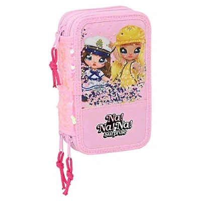Afbeelding van Driedubbele Pennenzak Na!Na!Na! Surprise Sparkles Licht Roze (36 Onderdelen)