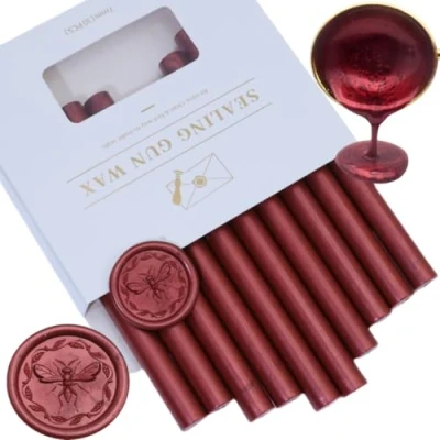 Afbeelding van Atobpp wax Seal Sticks, 10 stuks, lijmpistool, afdichting, waxsticks, voor was zegelstempels, letters, waxzegelsticks 0,43 inch sealsticks (New bordeaux)