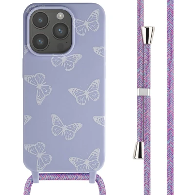 Afbeelding van Apple iPhone 15 Pro Hoesje Siliconen en TPU (zacht) iMoshion Softcase/Koordhoesje/Backcover Butterfly Telefoonhoesje