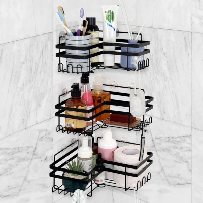 Afbeelding van BELLE VOUS Corner Shower Caddy with Adhesive (3 Pack)