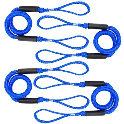 Afbeelding van Arola bungee Dock Line Aanmeertouw voor boten, docklijn, touwen, kajak, bootankeraccessoires, 4 stuks (blauw)