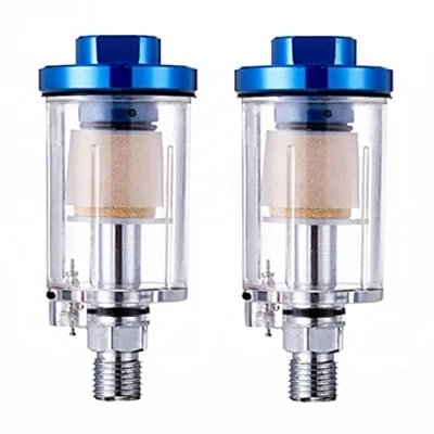 Afbeelding van ANCLLO 2 stks 1/4 Inch Draad Spuitpistool Luchtmeter Regulator Mini Airbrush Drukregelaar Clear In Line Tool Waterval Filter Verf Accessoire Blauw