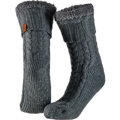 Afbeelding van Apollo Huissokken heren met vacht anti slip Midden Grijs One size Fluffy sokken Slofsokken Huisokken Warme