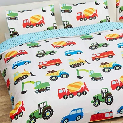 Afbeelding van Auto&#039;s / Vrachtwagens tweepersoons dekbedovertrek 200 x cm. Trucks en Transport dekbed 2 persoons met kussenslopen