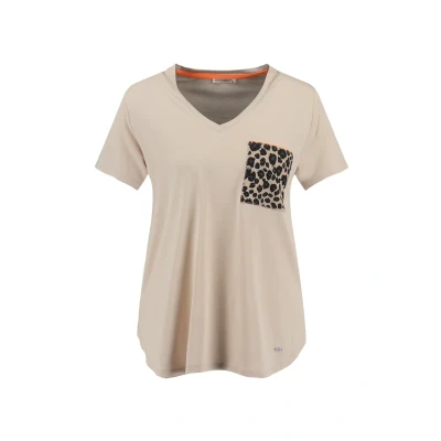 Afbeelding van Key Largo WT CAT Vneck Tshirt print, Dames, Maat: Large, Beige