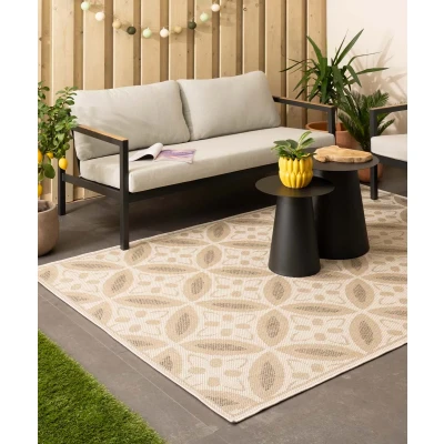 Afbeelding van Jute Buitenkleed Sunny Circles Naturel 140x200 Cm