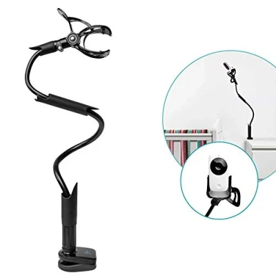 Afbeelding van Flexi Twist Black Universele babyfoonhouder Veilig met riemen en klem aan meubels Boren niet nodig Flexibele babycamerahouder Babyfoon plank