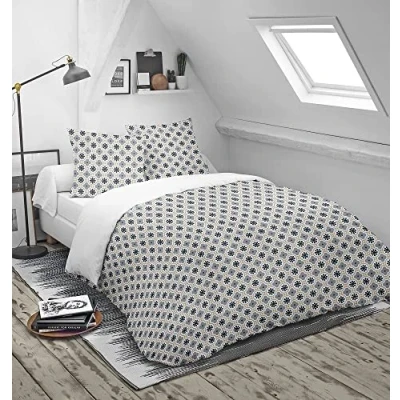 Afbeelding van Blanrêve Bedrukt of effen dekbed getemperd voor tweepersoonsbed milieuvriendelijk onderhoudsvriendelijk gemaakt in Frankrijk grijs, wit 240 x 220 cm