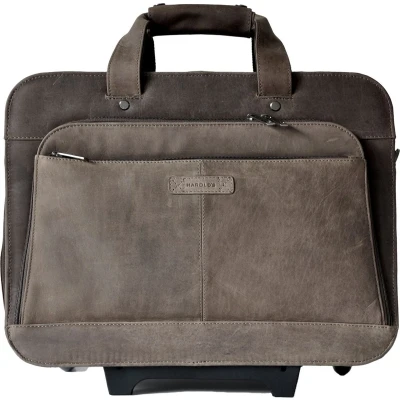 Afbeelding van HAROLD&#039;S Leren Trolley Business tas met laptopvak Antic Businesstrolley Taupe Bruine 43cm