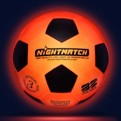 Afbeelding van NIGHTMATCH Led lichtvoetbal, officiële maat 3, waterdicht, licht op in het donker, voor kinderen en volwassenen, lichtgevende voetbal, binnen buiten