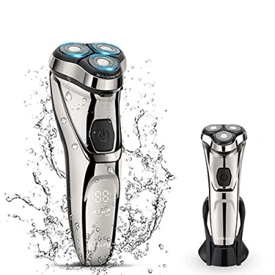 Afbeelding van Weliry Elektrische Scheermes voor Mannen Scheerapparaat Mens Scheren met Pop up Trimmer Rotary Scheerapparaten Nat &amp; Droog Draadloze Waterdichte USB Oplaadbare