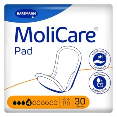 Afbeelding van MoliCare Pad 4 druppels extra lange incontinentie inzetstuk voor volwassenen vrouwen en mannen met gemiddelde blaaszwakte, geurneutraliserend, lekbescherming, geavanceerde huidbescherming, 30