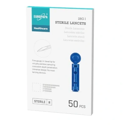 Afbeelding van EUROPAPA® 50x Lancetten, Steriele Wegwerpbare Bloedveiligheidslancetten voor Bloedglucosemeting Capillair, Diabetisch, EUROPAPA BG serie Bloedglucosemeter Toepasbaar