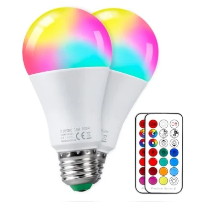 Afbeelding van REYLAX Gekleurde Bollen LED RGBW Lamp E27 10W, Dimbare Edison Gloeilampen Dual Geheugen 12 Kleuren lampen, Draadloze Afstandsbediening Inbegrepen, voor Thuis Bar KTV Partij (Pack van 2)