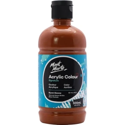 Afbeelding van Acrylverf Mont Marte Signature Terre de Siena gebrand in 500 ml fles, halfmat, geschikt voor canvas, hout, stof, leer, karton, papier, MDF en knutselwerk