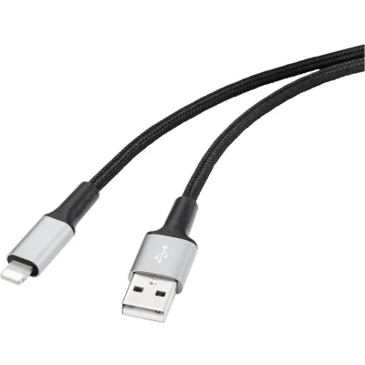 Afbeelding van Renkforce USB, Apple Lightning Aansluitkabel [1x USB A 2.0 stekker 1x dock Lightning] 2.00 m Kabelmantel van gerecycled materiaal, Extreem