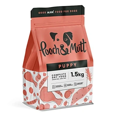 Afbeelding van Pooch &amp; Mutt Compleet hondenvoer voor puppy&#039;s (grenenvrij), mix van kip en superfood, 1,5 kg