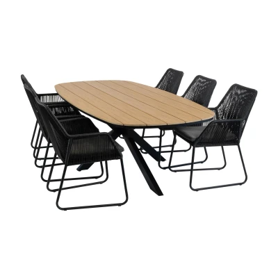 Afbeelding van Normin 7 delige tuinset 6 Mona tuinstoelen Tuintafel Cadiz 240x115cm