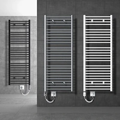 Afbeelding van Badkamerradiator elektrisch met verwarmingselement 1200W 500x1500 mm wit gebogen zijaansluiting