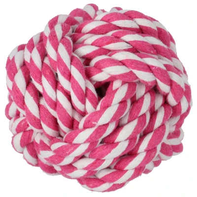 Afbeelding van Adori Flos Bal Wit&amp;Roze Hondenspeelgoed Ø10 cm