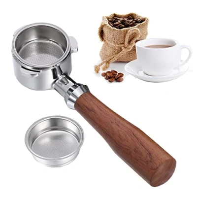 Afbeelding van Aoresac zeefhouder 51 mm van massief hout, vloerloze met 2 filtermanden, vervanging voor DeLonghi Dedica EC680/EC685/EC785/EC820/EC850/EC860