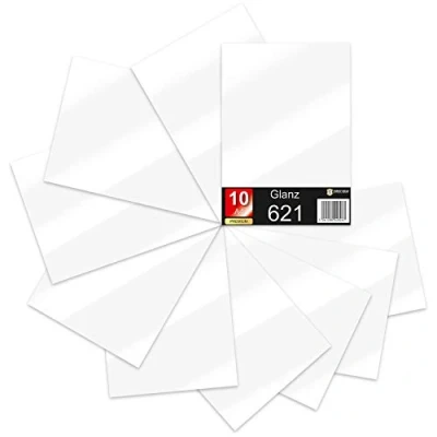 Afbeelding van 10 x DIN A4 vellen plotterfolie 621/631 zelfklevende folie in set vinyl voor plotten DIY knutselfolie sticker belettering 29,7 21 cm (wit glanzend, van 10)