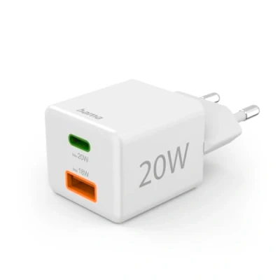 Afbeelding van Hama Schnellladegerät, 1x USB C PD, A QC, Mini Ladegerät, 20 W, Weiß oplader Binnen, Thuis Aantal uitgangen: 2 x A, bus (Power Delivery)