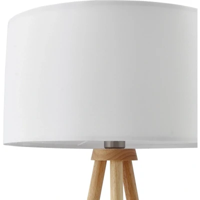 Afbeelding van Lindby vloerlamp 1licht Stof, rubberboom H: 147 cm E27 wit, licht hout