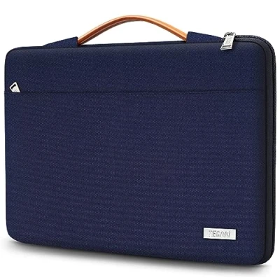 Afbeelding van TECOOL Laptop Hoes Sleeve 16 Inch voor MacBook Pro/Max M1 A2485 A2141 2022 2019, Pro 15, MateBook d15 16,15 Surface Book 3/2,Razer Blade 15,Cover met Intrekbare Handgreep, Donkerblauw