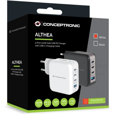 Afbeelding van CONCEPTRONIC Lader 4Port 100W,3xUSB C,1xUSB A +3 in 1 ws