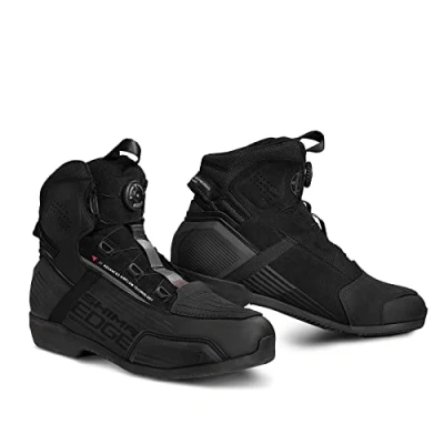 Afbeelding van SHIMA Edge WP, waterdichte motorschoenen voor heren Ademende, versterkte straatrijschoenen met ATOP sluitsysteem, enkelsteun, antislipzool, versnellingspad (zwart, 12)