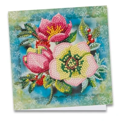 Afbeelding van Diamond Painting wenskaart, 16 cm x cm, 370 g/m², inclusief envelop en gereedschap, kerstrozen