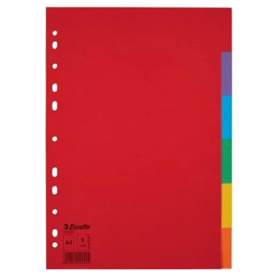 Afbeelding van Tabbladen Esselte A4 11R karton 6 delig zonder voorblad 1 set 20 stuks