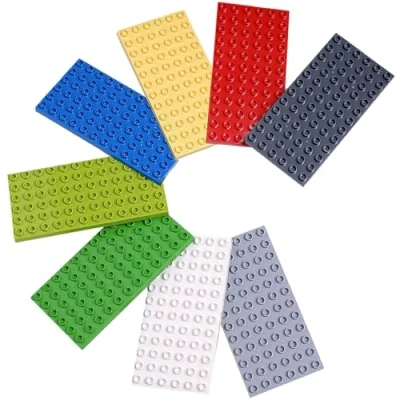 Afbeelding van Bouwplaat, grote platen, 8 stuks, grondplaat, compatibel met bouwstenen van alle toonaangevende merken, 19,1 x 9,5 cm