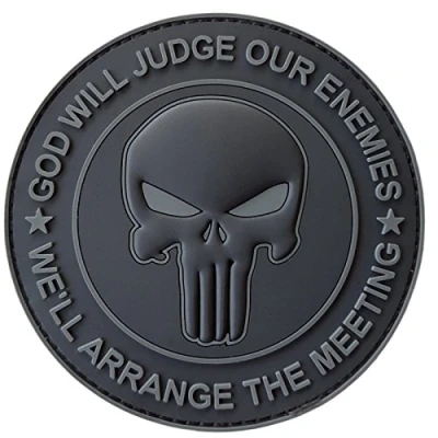 Afbeelding van LEGEEON All Black GOD Will Judge Our Enemies Punisher Skull Subdued DEVGRU Navy Seals PVC Hook and Loop Patch