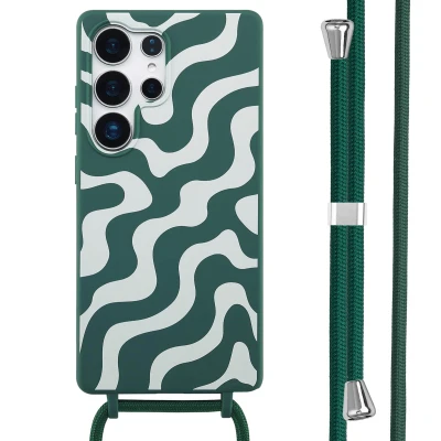 Afbeelding van Samsung Galaxy S25 Ultra Hoesje Siliconen en TPU (zacht) imoshion Softcase/Koordhoesje/Backcover Petrol Green Groovy Telefoonhoesje