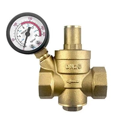 Afbeelding van QWORK® DN20 messing waterdrukregelaar met drukregelaar manometer