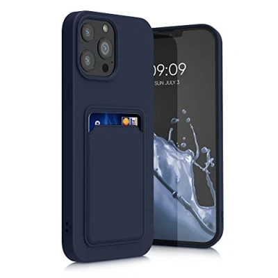 Afbeelding van kwmobile telefoonhoesje compatibel met Apple iPhone 13 Pro Max hoesje Case pasjeshouder Smartphone cover in donkerblauw