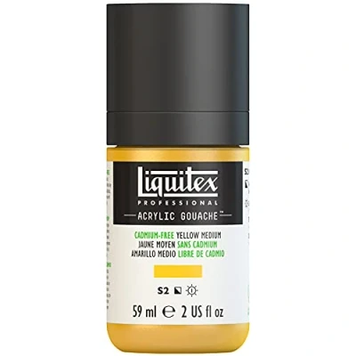 Afbeelding van Liquitex 2059890 Professional Acrylic Gouache, acrylverf met gouache eigenschappen, lichtecht, watervast 59ml Fles, Cadmium Free Yellow Medium
