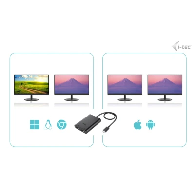 Afbeelding van I tec USB C Dual 4K/60Hz (single 8K/30Hz) DP Video Adapter