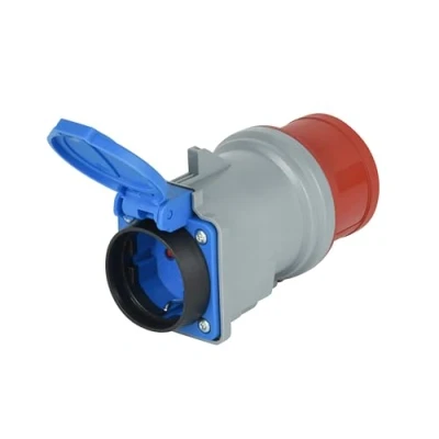 Afbeelding van Electraline 80802 CEE industriële adapter IP44 Schuko stopcontact 16 A naar stekker 3 polig (3P+N+T) met dop