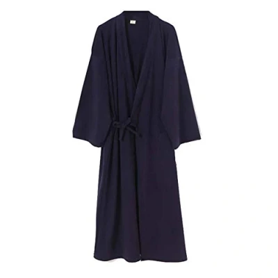 Afbeelding van Mannen Japanse Kimono Double Gauze Katoenen Gewaad Plus Size Zen Kleding Taoïstische ROBE, Navy01, L