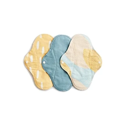 Afbeelding van ImseVimse wasbaar maandverband 3 stuks Normaal/dagverband Blue Sprinkle Geel denim mix