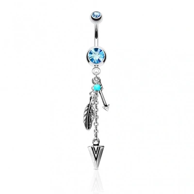 Afbeelding van Navelpiercing hanger turquoise
