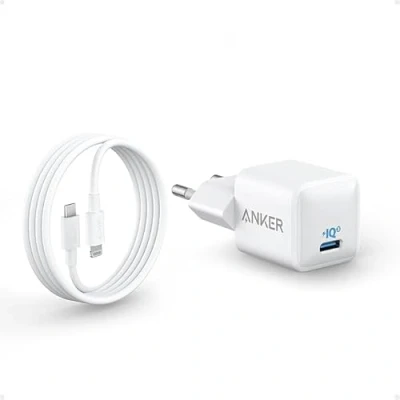 Afbeelding van PIQ 3.0 USB C oplader, 20 W, oplader (Nano), compacte snellader met 180 cm naar Lightning kabel (MFi gecertificeerd), iPad voor iPhone 14/13 serie/iPad Pro en meer